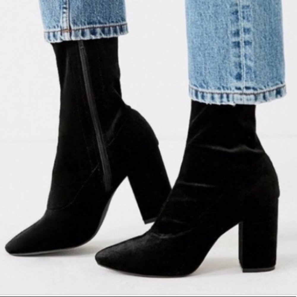 Sam Edelman black velvet sock boots